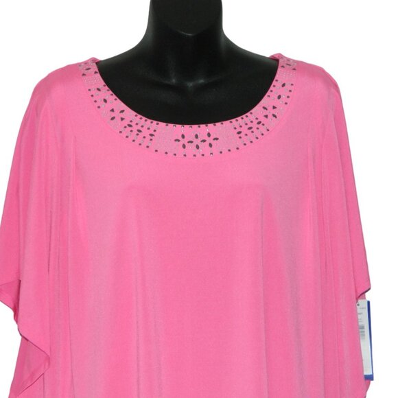 Peter Nygard Holiday Party Asymmetrical Hem Scoop Neck Cape Tunic Blouse Size L - Picture 3 of 11